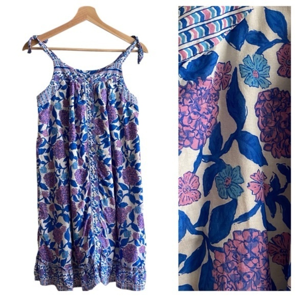 Vineyard Vines Purple Blue Hydrangea Floral Print Mini Dress